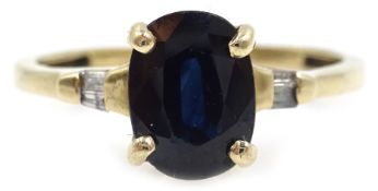 9ct gold sapphire and diamond ring hallmarked Condition Report 1.