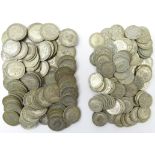 Eighty-three pre 1947 silver one shilling coins and ninety-nine pre 1947 silver sixpence pieces,