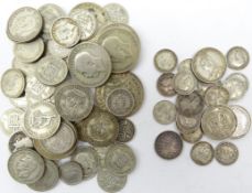 Approximately 240 grams of pre 1947 Great British silver coinage and a small quantity of pre 1920