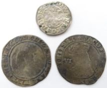 Three British hammered coins; two sixpence pieces,