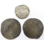 Three British hammered coins; two sixpence pieces,