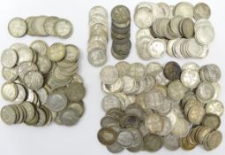 Collection of two hundred and twelve silver threepence pieces;