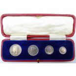 Great British King George VI 1930 Maundy money set; fourpence, threepence, twopence and penny,