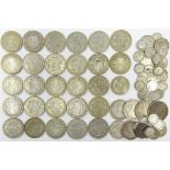 Quantity of Great British pre 1947 silver coinage;