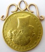 Queen Victoria 1884 gold full sovereign on pendant mount, 8.
