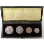 Great British Queen Victoria 1879 Maundy money set; fourpence, threepence, twopence and penny,