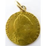 George III 1788 gold 'spade' Guinea on pendant mount, 8.