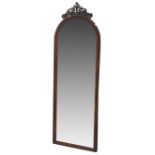 Victorian Dressing mirror, arched plate in moulded mahogany frame with pierced scrolled cresting,