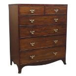 George III mahogany and ebony inlaid chest of two short and four long drawers,