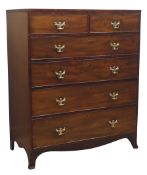 George III mahogany and ebony inlaid chest of two short and four long drawers,