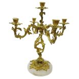 Ormolu five light Table Candelabra the four S scroll acanthus branches on openwork support with