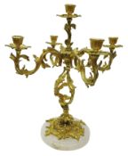 Ormolu five light Table Candelabra the four S scroll acanthus branches on openwork support with