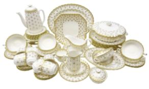 Spode 'Fleur De Lys' gold pattern dinner and coffee service comprising eight dinner plates,