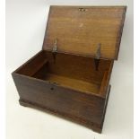 Victorian oak box in the form of a Coffer, lid with strapwork hinges,