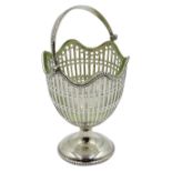 Silver pedestal swing handle sugar basket,