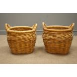 Pair wicker baskets with carrying handles, W50cm,