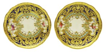 Pair Royal Crown Derby circular butter dishes from the Judge Elbert Henry Gary service, circa 1910,