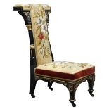 Late Victorian Aesthetic Movement Prie-dieu Chair, of Puginesque design,