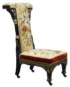 Late Victorian Aesthetic Movement Prie-dieu Chair, of Puginesque design,