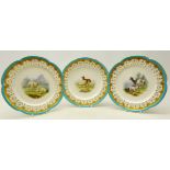 Pair late Victorian Minton shaped dessert plates hand painted with sheep and goats in a mountainous