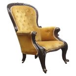 Victorian walnut framed armchair,