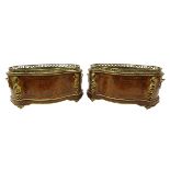 Pair late 19th/ early 20th century French kingwood two handled jardiniere's of serpentine form with