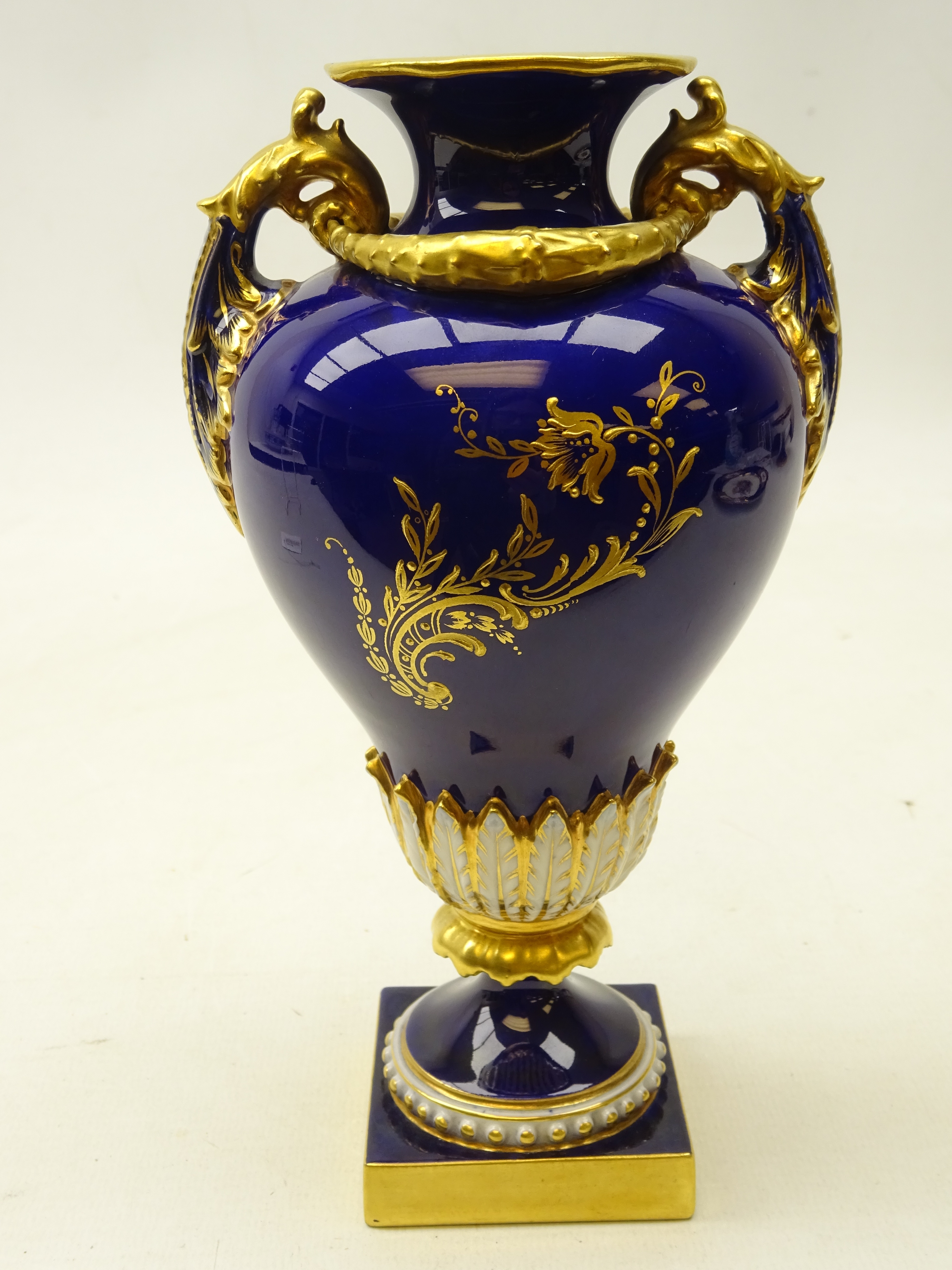 Early 20th century Royal Worcester two handled pedestal vase, hand painted with floral sprays by E. - Image 3 of 3