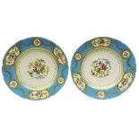 Pair early 20th century Minton plates hand painted with floral sprays by M.