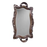 Black Forest carved lime wood two-handled tray/ wall mirror,