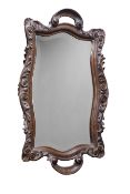 Black Forest carved lime wood two-handled tray/ wall mirror,