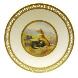 Late Victorian Minton cabinet plate the reserve painted with 'The Shepherds Dog' after Edwin