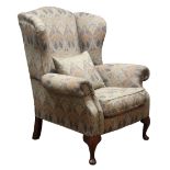 Late 20th century Liberty of London wingback armchair, upholstered in Liberty 'Lanthe' fabric,