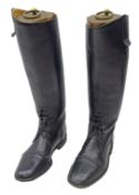 Pair of Regent black leather Riding Boots, size 12 with seven lace holes, last E4313,
