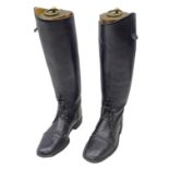 Pair of Regent black leather Riding Boots, size 12 with seven lace holes, last E4313,