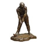Victor Demanet 'Le Marteleur', a patinated bronze model of a bare chested worker with a hammer,