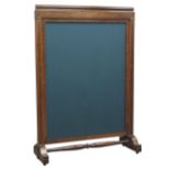 Victorian inlaid rosewood screen, pull up upholstered panel, inlaid with scrolled tailing foliage,