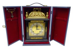 `The Golden Jubilee Clock` a William and Mary style ebonised basket top table clock by F.W.