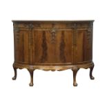 Early 20th century George III style figured mahogany demi-lune sideboard,