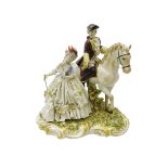 Capodimonte porcelain group depicting a courting couple;