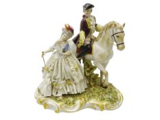 Capodimonte porcelain group depicting a courting couple;