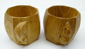 'Mouseman' pair oak napkin rings by Robert Thompson of Kilburn Condition Report