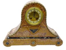 Victorian Rouge marble mantel clock,
