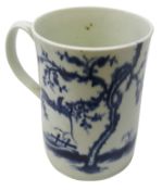 First Period Worcester blue and white cider tankard decorated in the 'Walk in the Garden' pattern