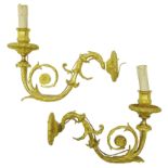 Pair of early 20th century Adam Revival gilt bronze wall lights,