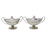 Pair George III old Sheffield plate sauce tureens and covers,