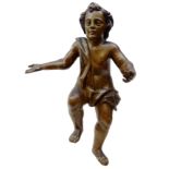 19th century carved wood, gesso and painted figure of a young boy,