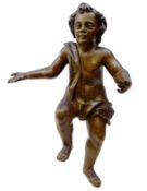 19th century carved wood, gesso and painted figure of a young boy,