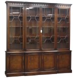 Bevan Funnell Ltd 'Reprodux' Georgian style break front mahogany bookcase,
