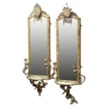 Pair of Edwardian Chippendale style giltwood & gesso Girandole mirrors,