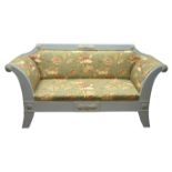 French empire style Settee upholstered in 'Leighton' by Margarita Cushing floral fabric,